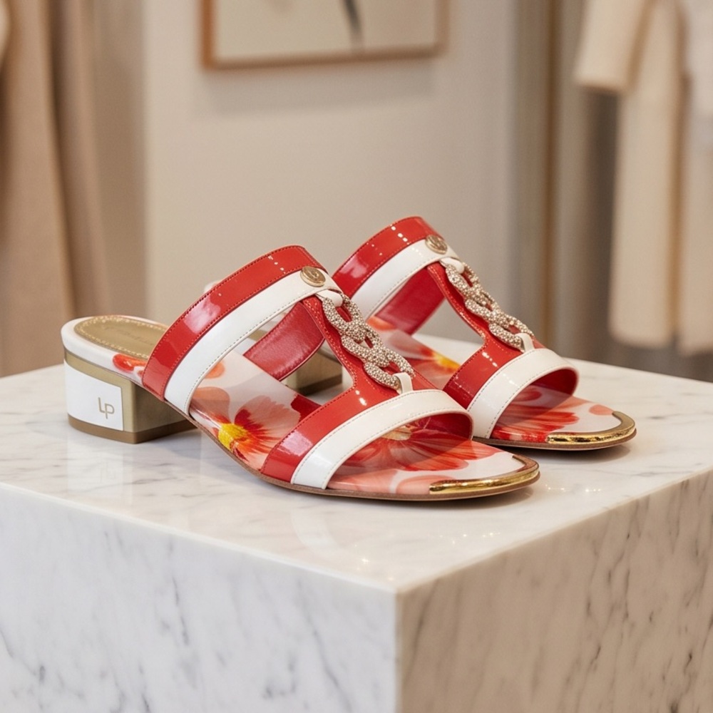 LORETTA PETTINARI PATENT LEATHER SANDALS